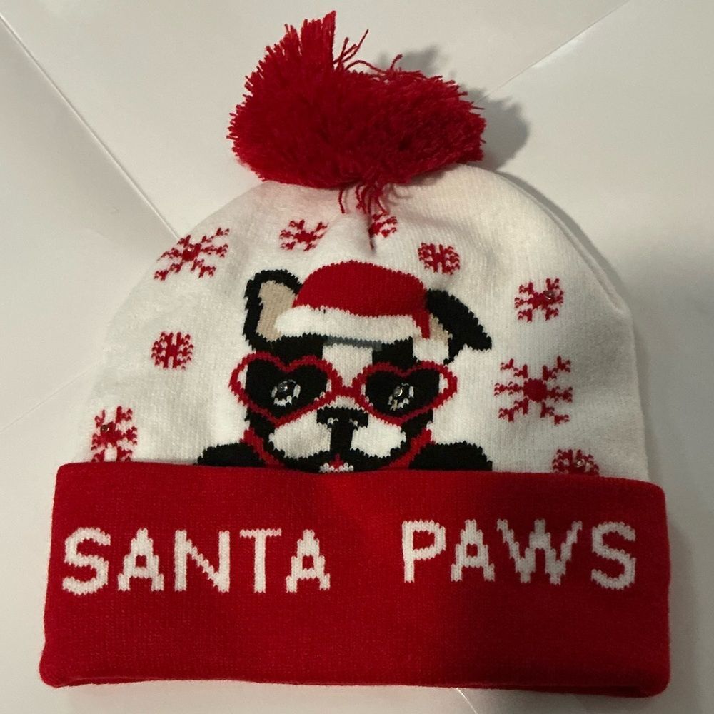 Santa Paws Red and White Beanie‎